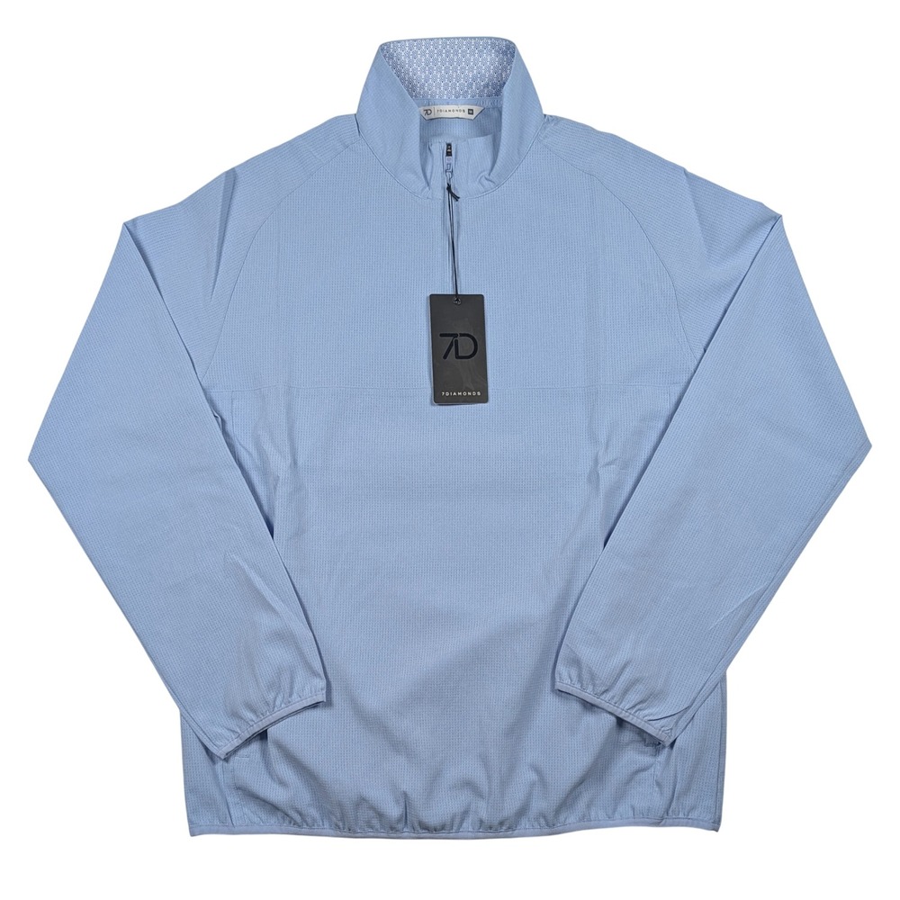 7 Diamonds Oxygenate Quarter Zip Mens Medium Blue 4-Way Stretch Pullover NEW